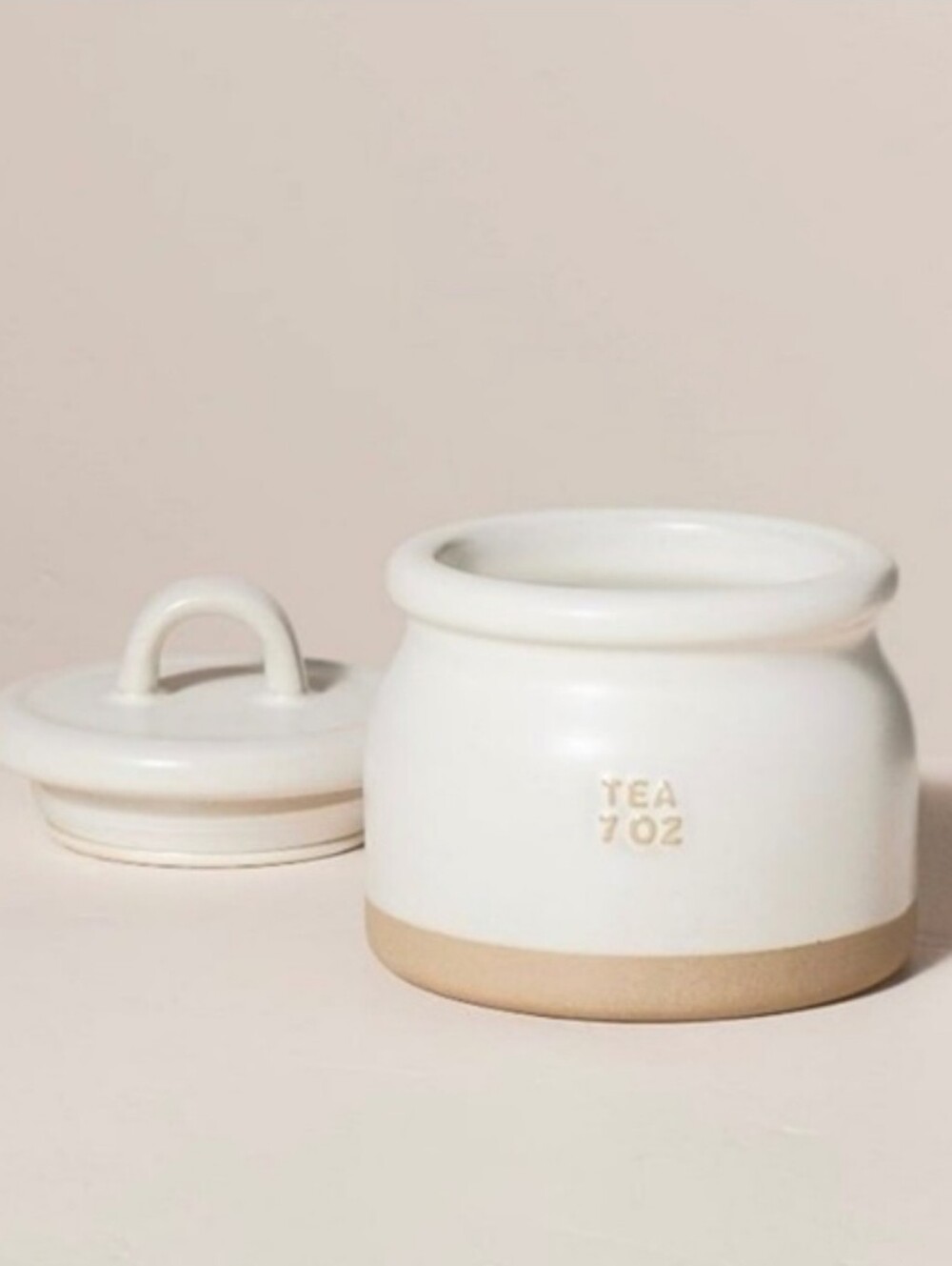 Stoneware Tea Canister With Lid In Cream/Clay By Hearth & Hand, Magnolia, 7oz